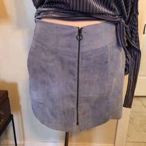 Zip Front Corduroy Skirt with Side Pockets
